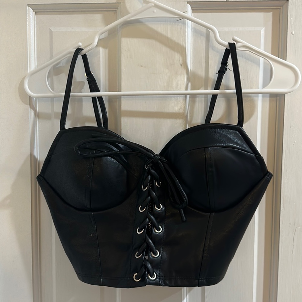 Black Bustier Crop Top (S)